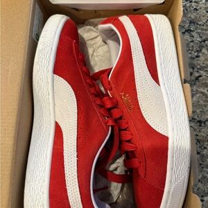Puma Red and White Athletic Sneakers